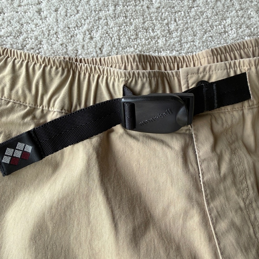 Montbell Hiking Shorts Mens Medium Tan Nylon Integrated Belt Gorpcore 11319 - Picture 5 of 14
